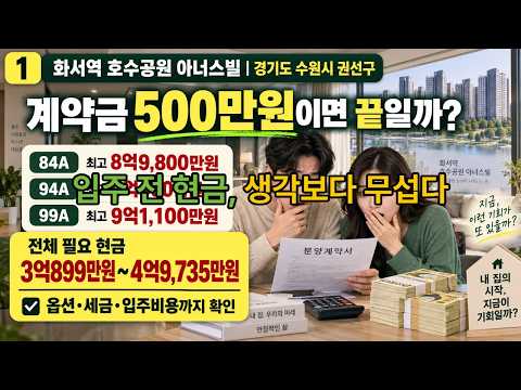 화서역 호수공원 아너스빌|입주까지 현금 최소 3억 넘게 필요합니다