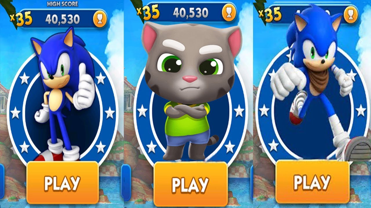 Sonic Dash vs Sonic Dash 2 vs Talking Tom Gold Run - All Characters ...