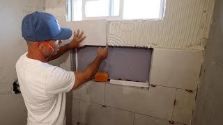 How to Install Large Tile above a Shower Niche or Window