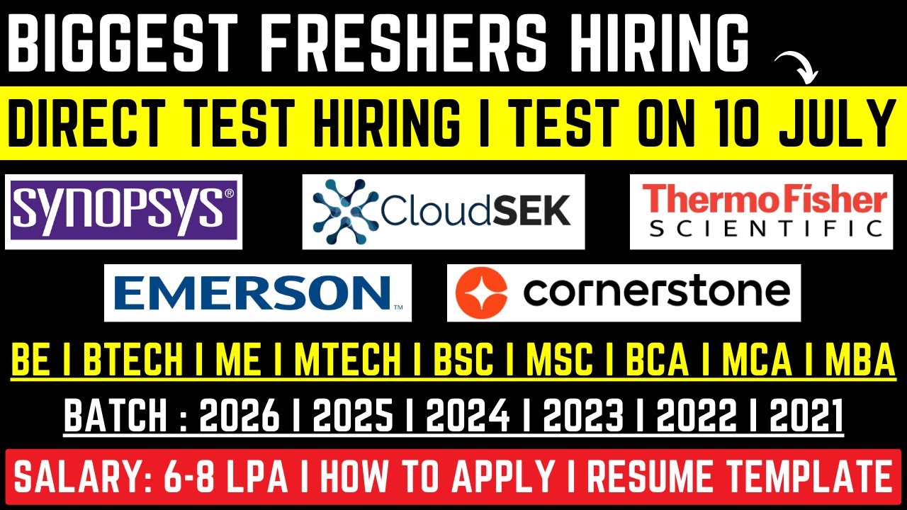 Thermo Fisher, Synopsys, Cornerstone, Emerson & Cloudsek Hiring OFF