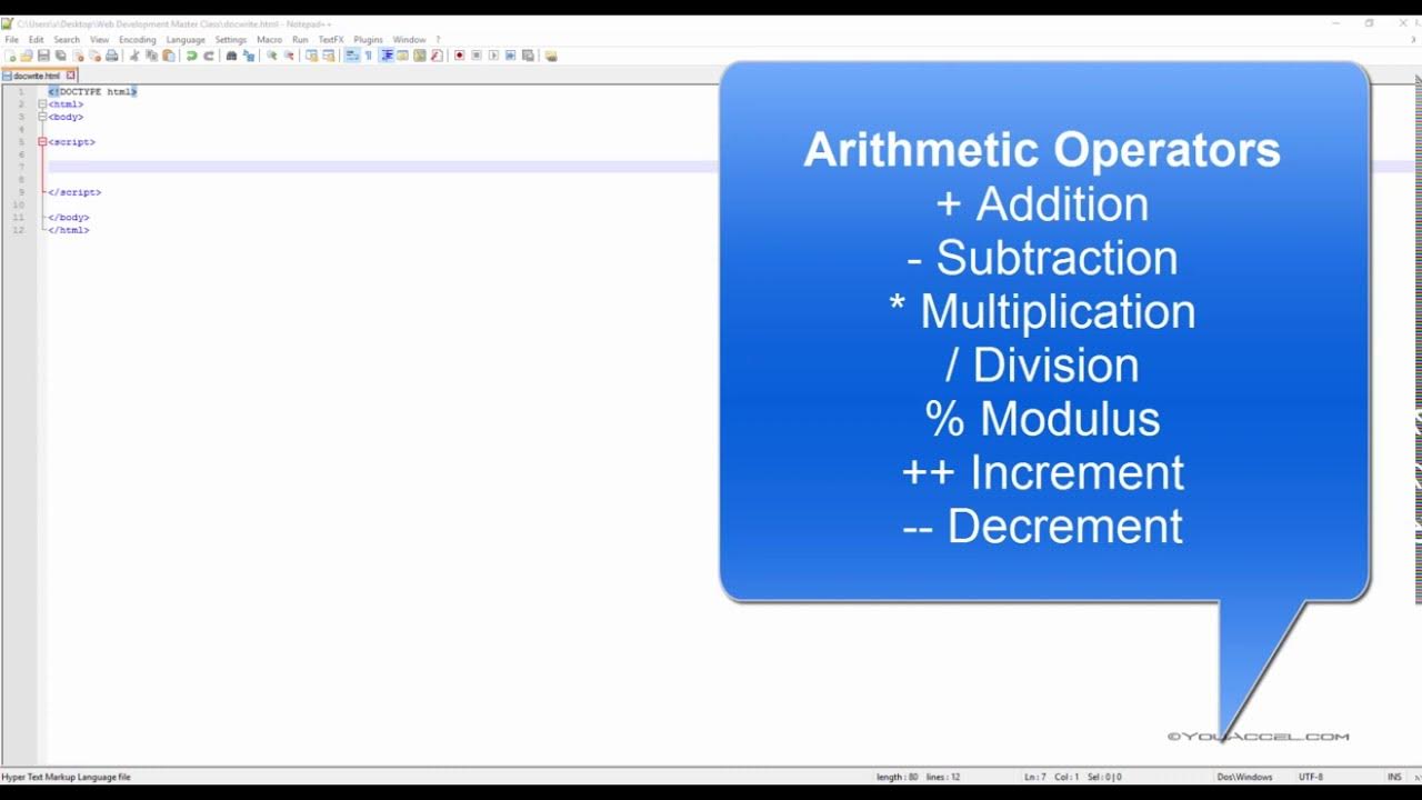 JavaScript & jQuery | 12. Arithmetic Operations - YouTube