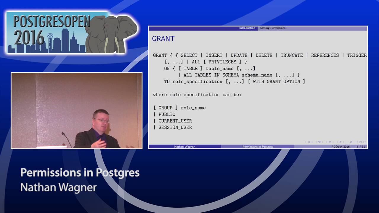 Postgres Open 2016 - Permissions In Postgres