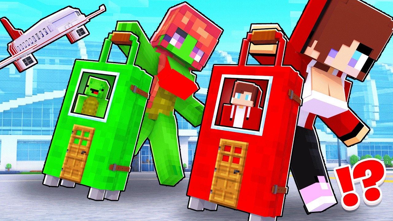 JJ and Mikey Hide Inside GIRLFRIEND'S Suitcase in Minecraft - Maizen
