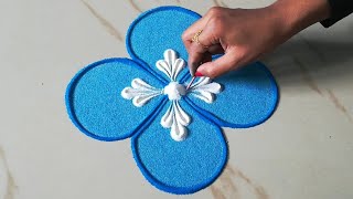 Easy and beautiful rangoli design for beginners l kolam muggulu l घर पर रंगोली डिजाइन l rangoli