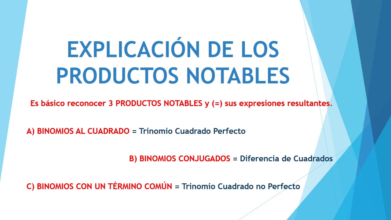 EXPLICACIÓN DE LOS PRODUCTOS NOTABLES I YouTube