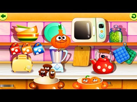 Kids Learn Colors Shapes and names of Fruits and Vegetables With Funny Food  Educational game