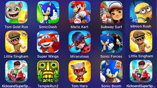 Sonic Dash,Subway Surf,Tom Gold Run,Bendy Run,Mario Kart,Temple Run 2,Little Singham,Bowmasters ...