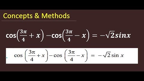 cos(3pi/4+x)-cos(3pi/4-x)=-sqrt(2)sinx  || Prove that `cos(3pi/4+x)-cos(3pi/4-x)=-sqrt(2)sinx`