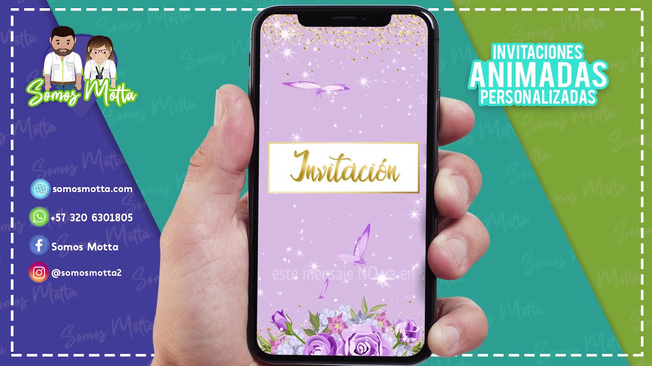 TARJETA DE INVITACIÓN QUINCE AÑOS LILA FLORAL Somos Motta, image size:1280x720
