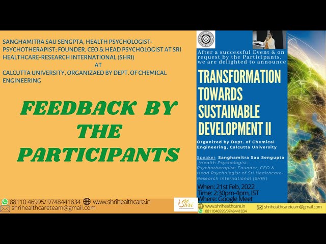 Feedback by Participants in Event at Calcutta University organized by Dept. of Chemical Engineering