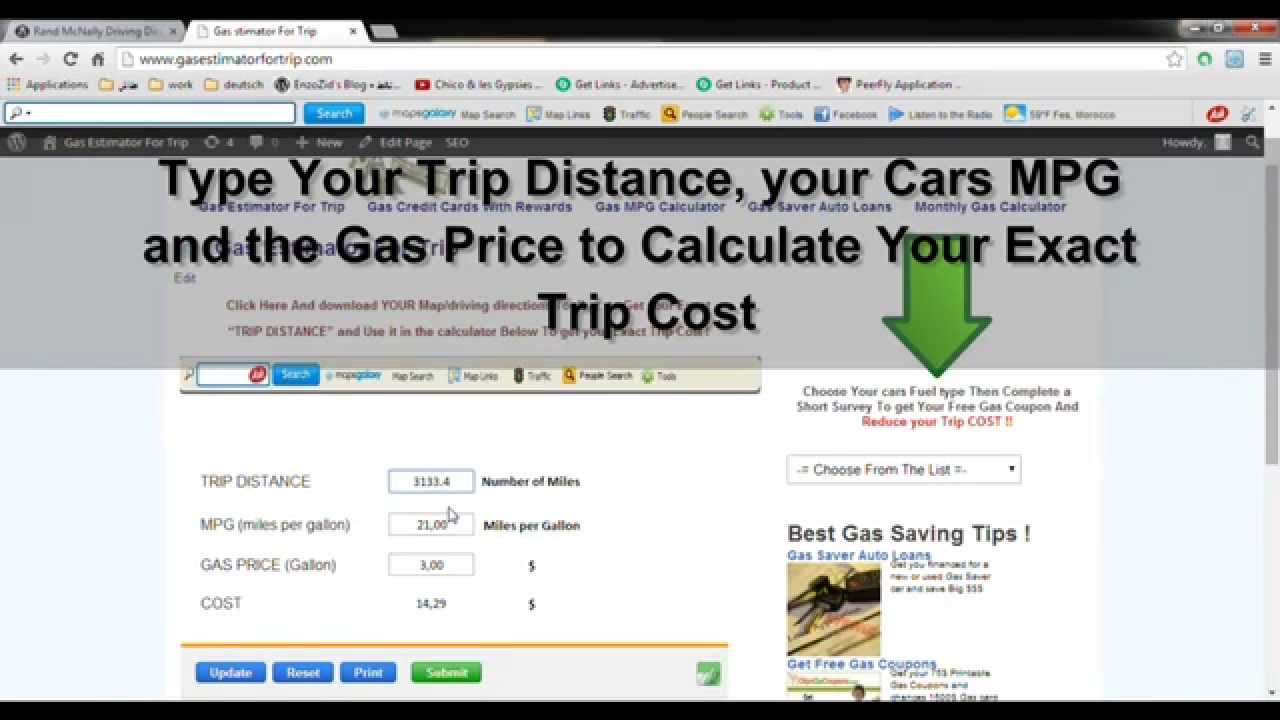 gas estimator for a trip