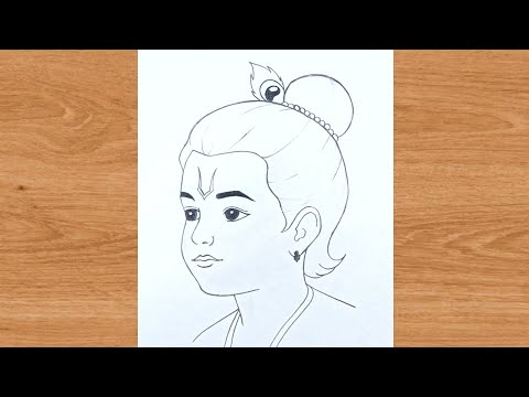 Boy krishna outline pencil drawing | god krishna ji pencil art