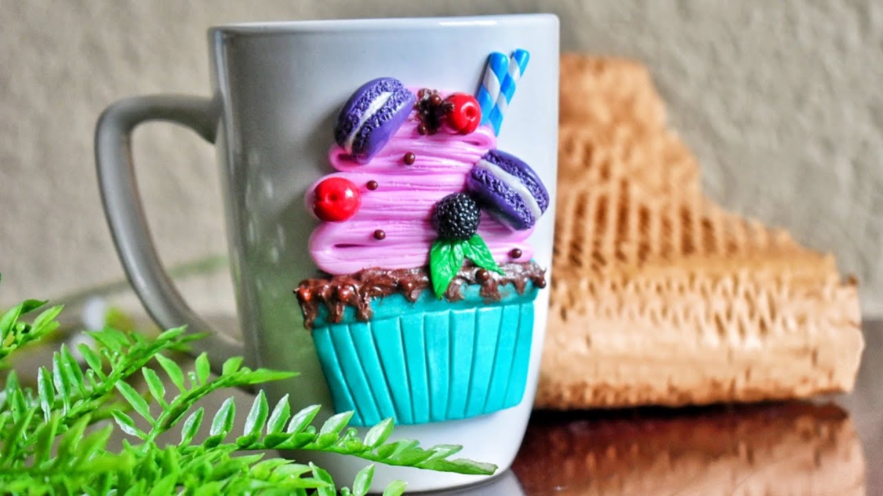 Polymer Clay Mug Decoration | Clay Mug | Cupcake Decor On Mug ...