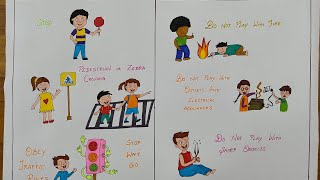 Road safety drawing | Home safety rules chart work | safety rules poster ideas for competition