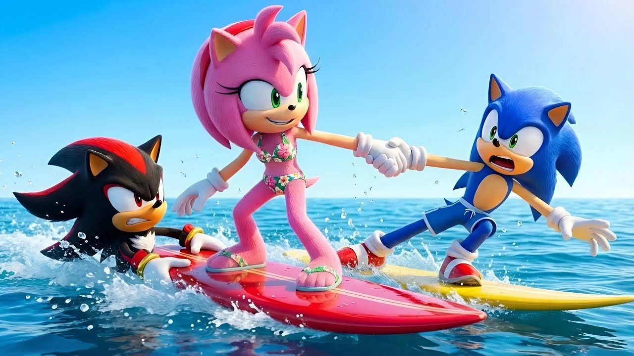 😂 Amy Drags Sonic While Shadow Drowns During The Most Chaotic Surfing Moment Today Ever 😱