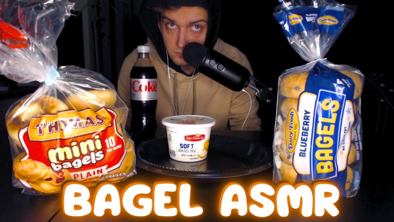 ASMR Eating Bagels & Cream Cheese at Midnight (Cozy Chewing Sounds)