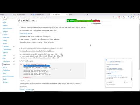 Java programming, display an American Flag and a text