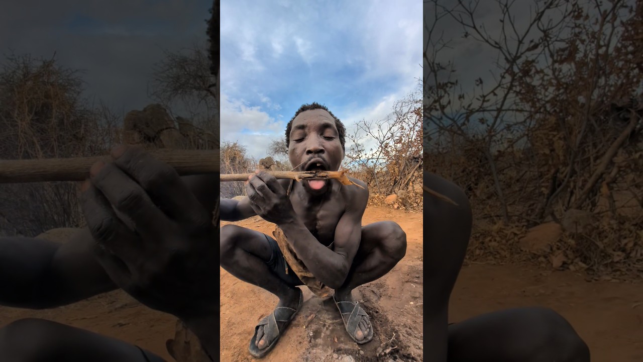 Wow That's Amazing delicious food Hadza cooks middle of forest 😋‼️#hadzabetribe #villagelife #food