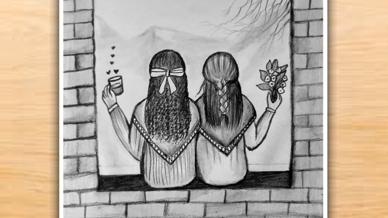 Best Friends Drawing | BFF Drawing Easy | Friendship Day Drawing | Friendship Day Special Drawing