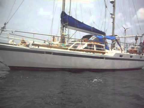 BRUCE ROBERTS STEEL SAILING YACHT 44' FOR SALE. PART 1 OUTSIDE 