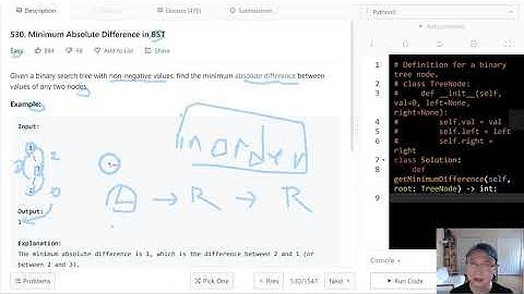 530. Minimum Absolute Difference in BST | English | Easy