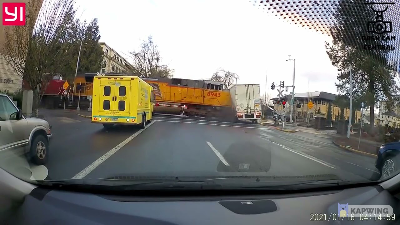 Train vs Truck, When train crossing gate is down better gun it