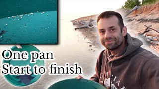 Gold Panning, 1 Pan,  Start to Finish, No Cuts, No Edits, Lake Superior.