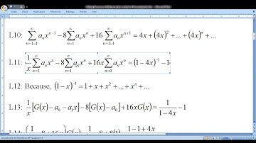 DSGT Recurrence Relations solving by Generating functions -  Class 1