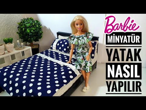 Barbie Yatak Yapımı | DIY | Barbie Eşya Yapımı, Minyatür Eşya Yapımı ~ 5 dakikada hallet