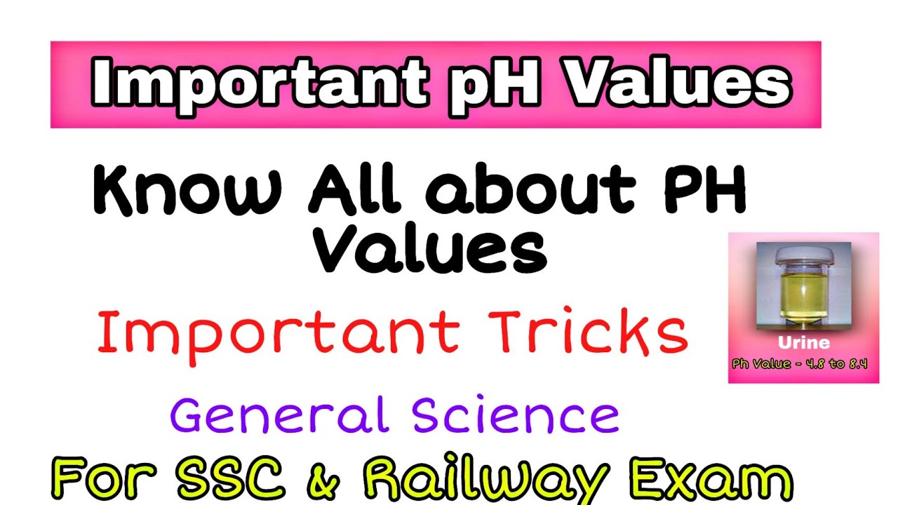 Important pH Values || For SSC Railway Exam || General Science 