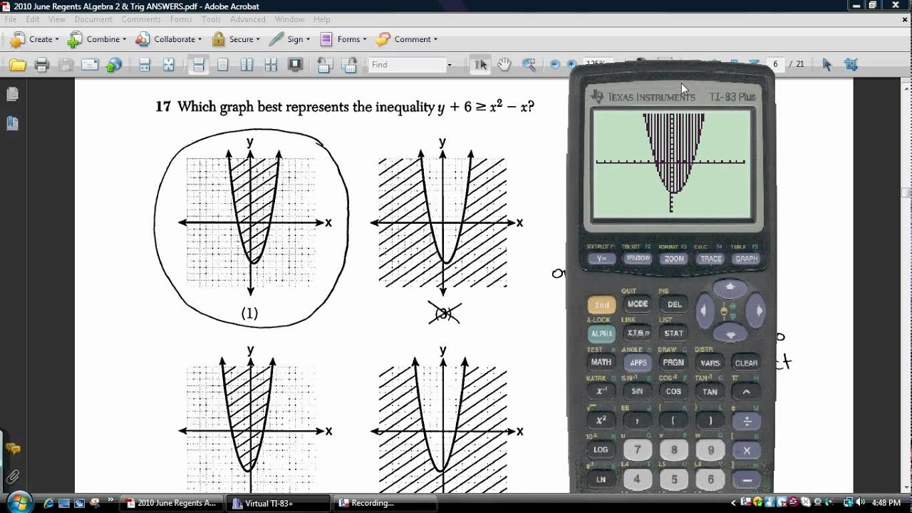 Algebra 2 & Trigonometry 2010 June Regents Answers - YouTube