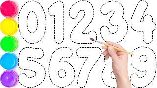 1234567890, How to Draw Number 1 to 10 for kids | Satisfying Number Painting ✨ #Coloring #maths