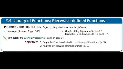 Section 2.4 - Library of Functions; Piecewise Functions