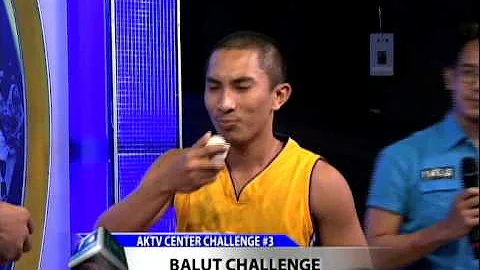 AKTV Center Challenge: Kobesaya dares Evan Brock to eat balut