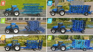Fs16 vs Fs18 vs Fs20 vs Fs22 vs Fs23 vs Fs25 | Cultivating With New Holland Tractor's | Timelapse 