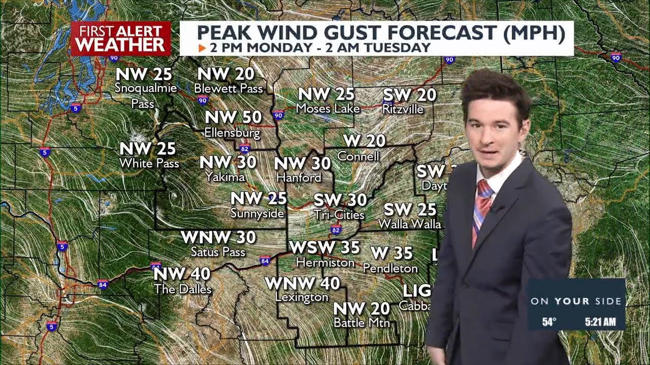 Very warm and breezy/windy on Monday, cooling off later in the week ...