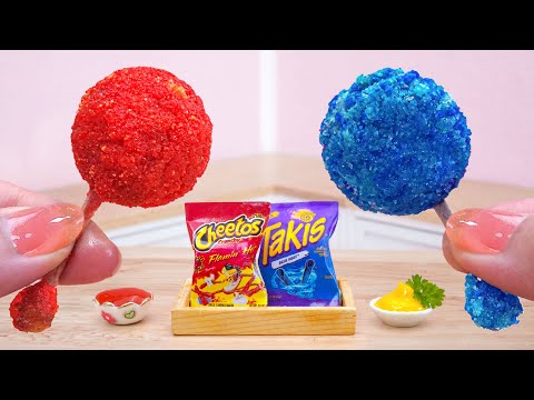 Takis And Cheetos Challenge🔥Spicy Miniature Flamin' Hot Chicken Lollipops Recipe🍭Tina Mini Cooking