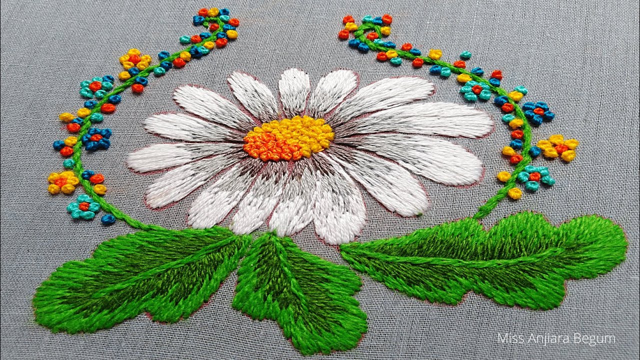 Dashing Hand Embroidery Flower Design by Miss Anjiara Begum || Raw Hand Embroidery Tips-Tricks-355