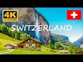 switzerland 4K, most beautiful village Lauterbrunnen. Drone footage