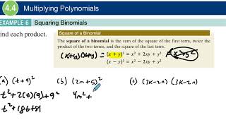 4.4 Example 6 Squaring Binomials