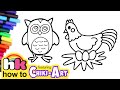 How To Draw An Owl | Drawing and Coloring Birds | Chiki Art | HooplaKidz HowTo