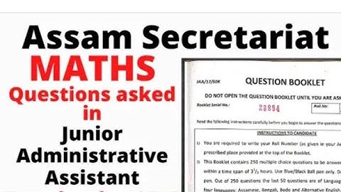 Assam Secreteriat JAA exam Paper Maths Questions Fully Solved.