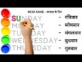 Sunday Monday,|Sunday Monday spelling,|Days of the week , saptah ke dino ke nam/Sunday to Saturday