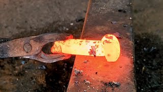 Process of making folding knife from nut bolts ~ blacksmith