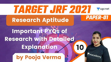 09:00 AM - Target JRF 2021 | Research Aptitude by Pooja Verma | PYQs with Detailed Explanation