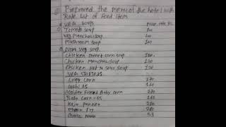 SEE.  prepared the Menu of the hotel with rate list of food item food?