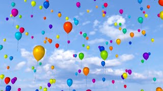 Millions Of Multicolored Balloons Floating Up Into The Cloudy Sky 4K 60fps Wallpaper Background