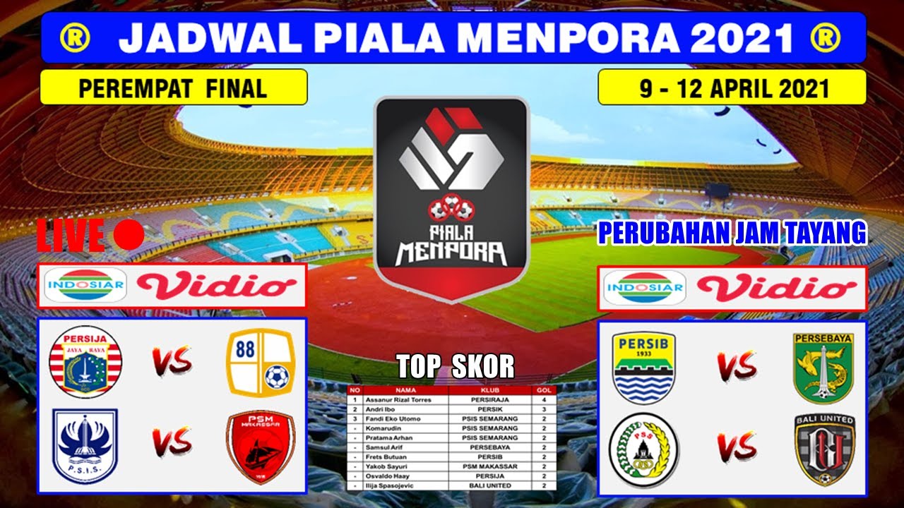 Jadwal Perempat Final Piala Menpora 2021 Malam Ini ~ PERSIB VS