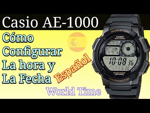 Casio 3198 AE-1000 | Configuración de fecha y hora (Digital) | Español -  YouTube