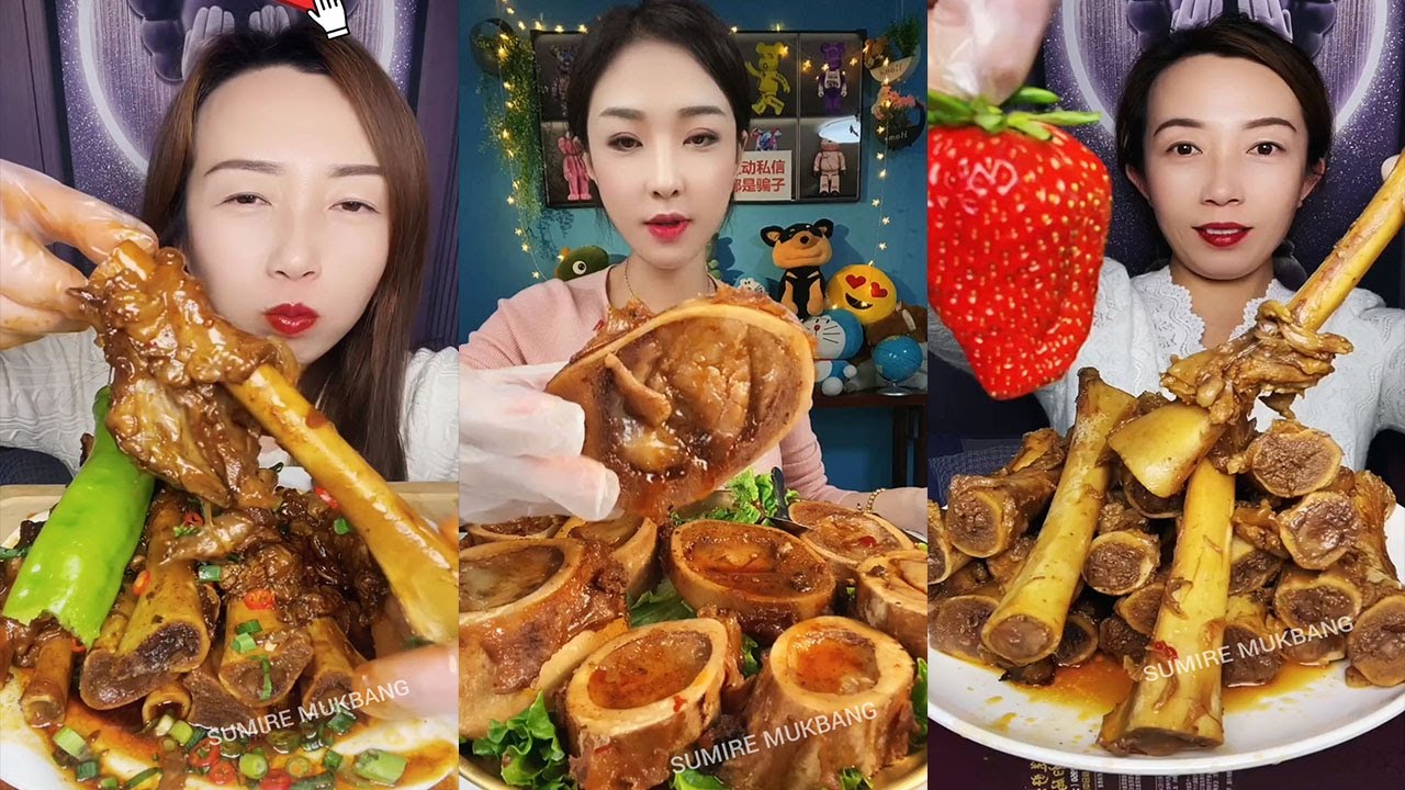 MUKBANG ASMR Eating roasted big bone marrow so yummy